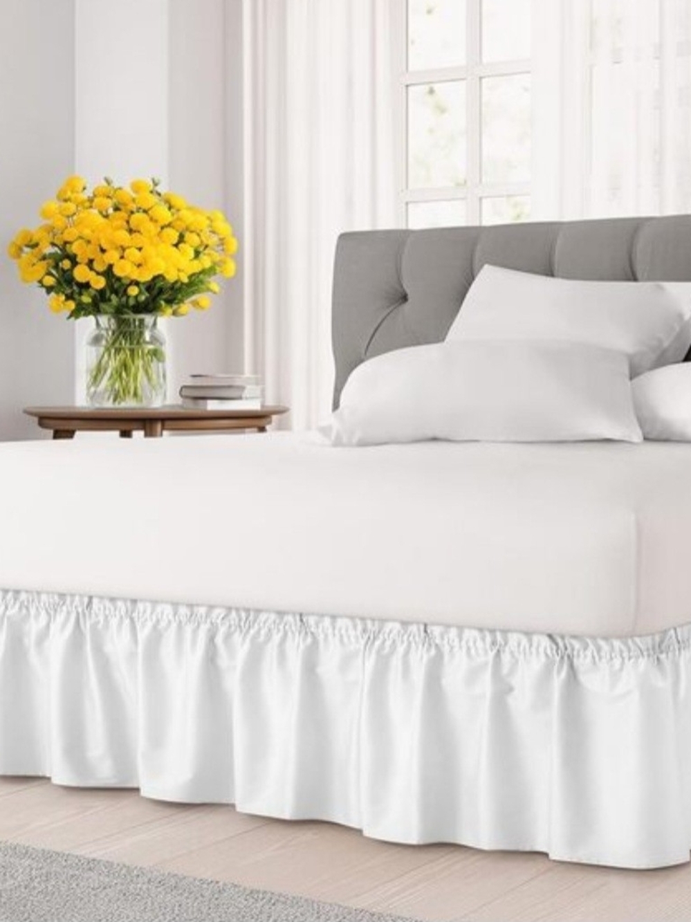 White Ruffled Bed Skirt - Classic Home Bedding